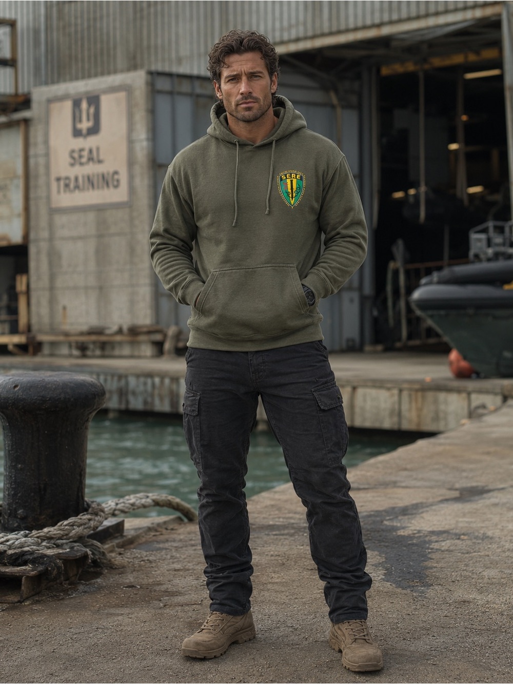 U.S.Navy SERE Olive Green Military Graphic Hoodie size medium # seal team# seals